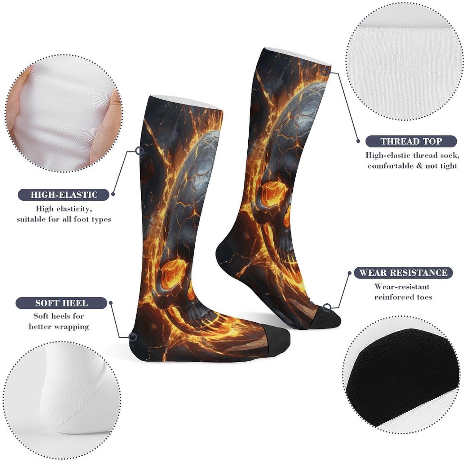 Shattering of Skull Crew Socks Calf Socks Athletic Crew Sock