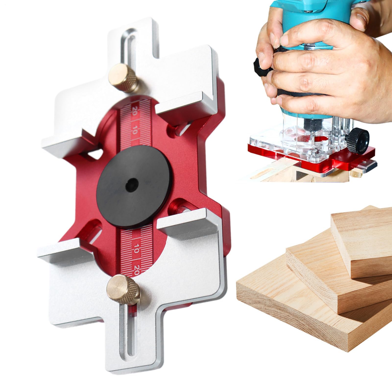 Modello guida regolabile per fresa da falegnameria 2-in-1 | Morsa Regolabile & Scala Precisa, Dima in Alluminio per Scanalature e Forature di Porte