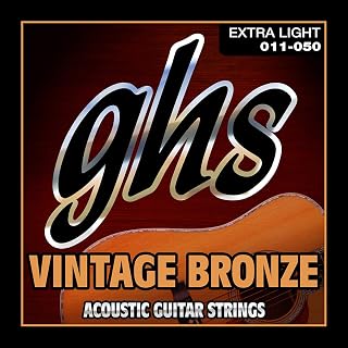 GHS Strings VN-XL VINTAGE BRONZE Acoustic Guitar Strings, 6 Set, Extra Light (11-50)