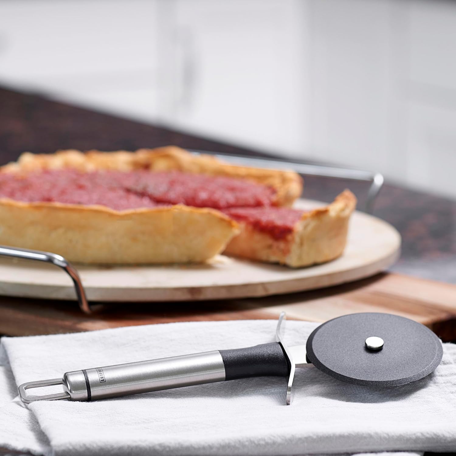 Household Essentials Artisan Steel Pizza Cutter with Black Handle
