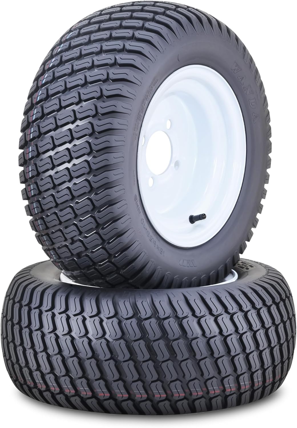 WANDA Lawn Mower Tractor Tire Wheel Assembly 15X6-6 4-Ply P332 with 3/4" Bushing 3" Center Hub Silver Wheel-13016,SET 2