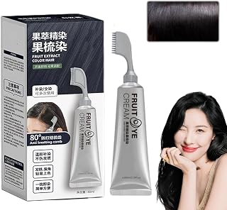 Fruit Essence Hair Dyeing Comb, Black Fruit Dyeing Cream, Natural Fruit Hair Dye, 18 Plant Extract Hair Dye Essence Natural Fruit Hair Dye Cream for Men and Women All Hair Types (Natural Black)