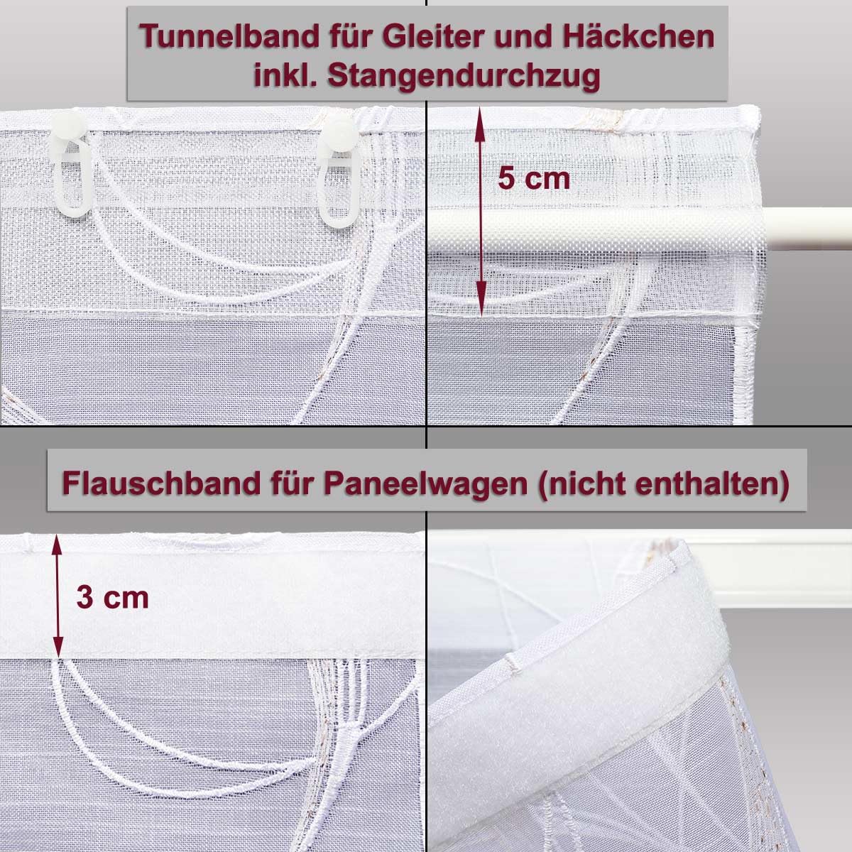 atelier alles-Spitze Flächengardine Diane Beige-Gold BxH 60x96 cm | Moderne Schiebepaneele mit Fantasiestickerei | Halbtransparente Gardine mit Bogenabschluss