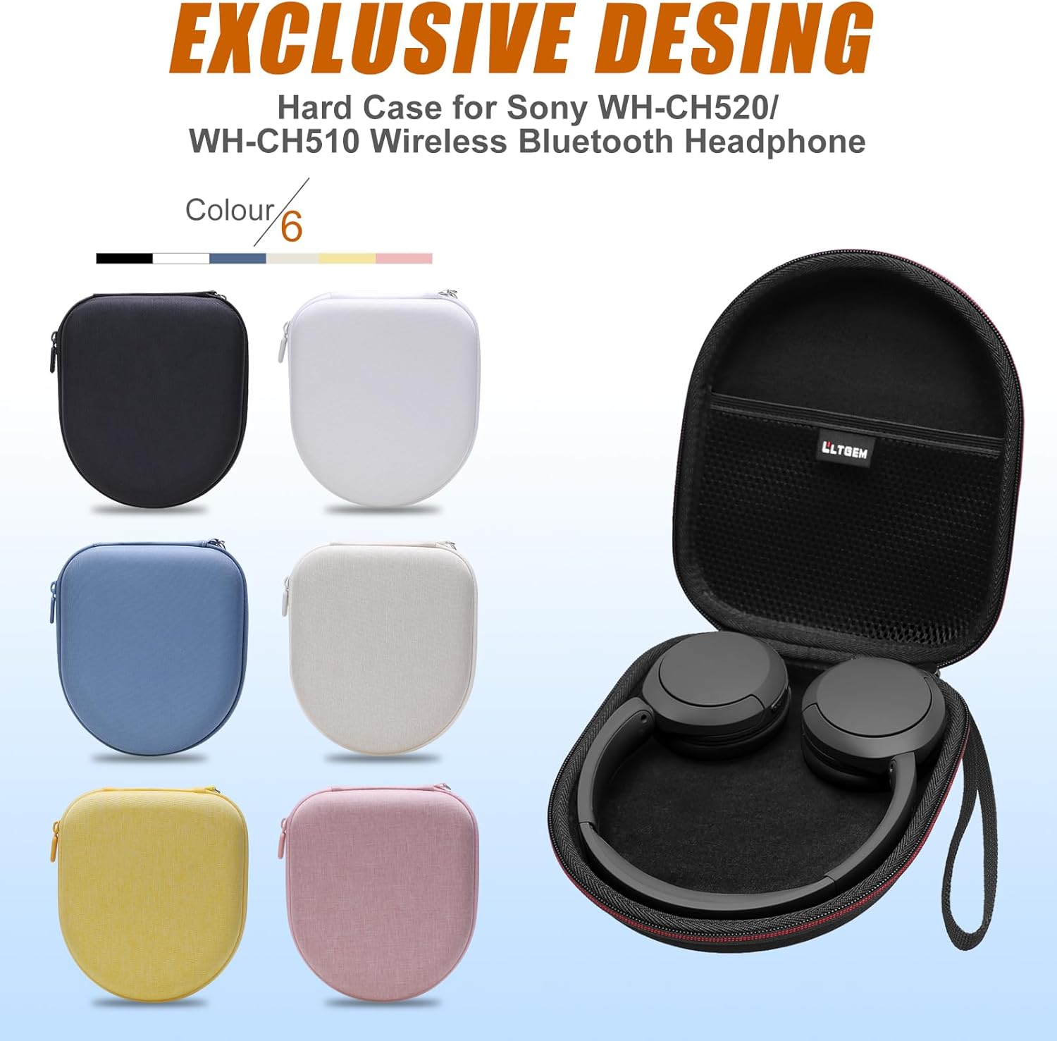 LTGEM Case Compatible with Sony WH-CH520 / WH-CH530 Wireless Headphones Bluetooth On-Ear Headset, Black - Image 2