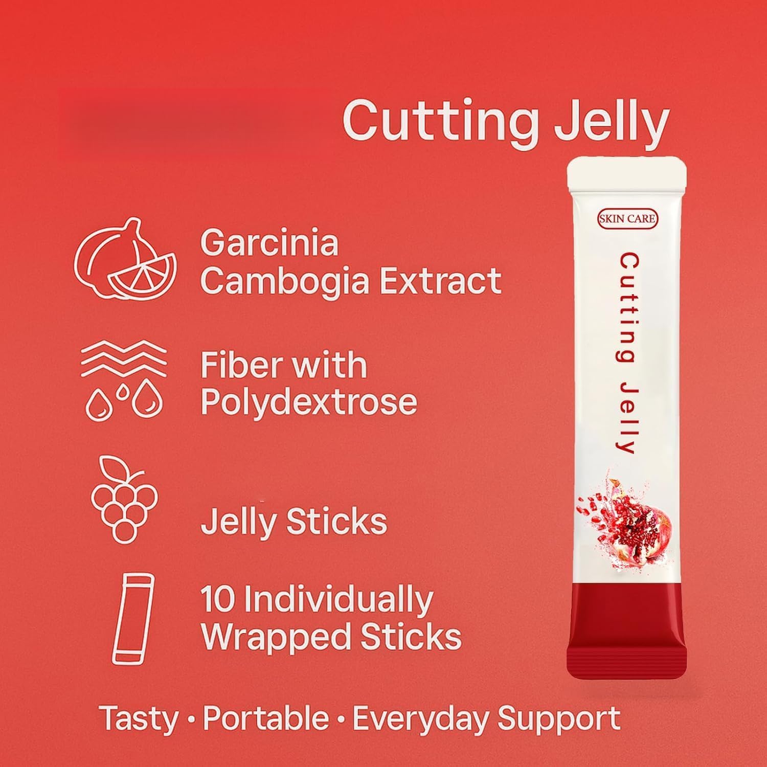 Coleology Cutting Stick Jelly – Suplemento Nutricional en Gelatina con Colágeno y Ácido Hialurónico, Sabor a Granada, 2 Paquetes de 10 Unidades (20 Sticks de 25g), Envuelto Individualmente
