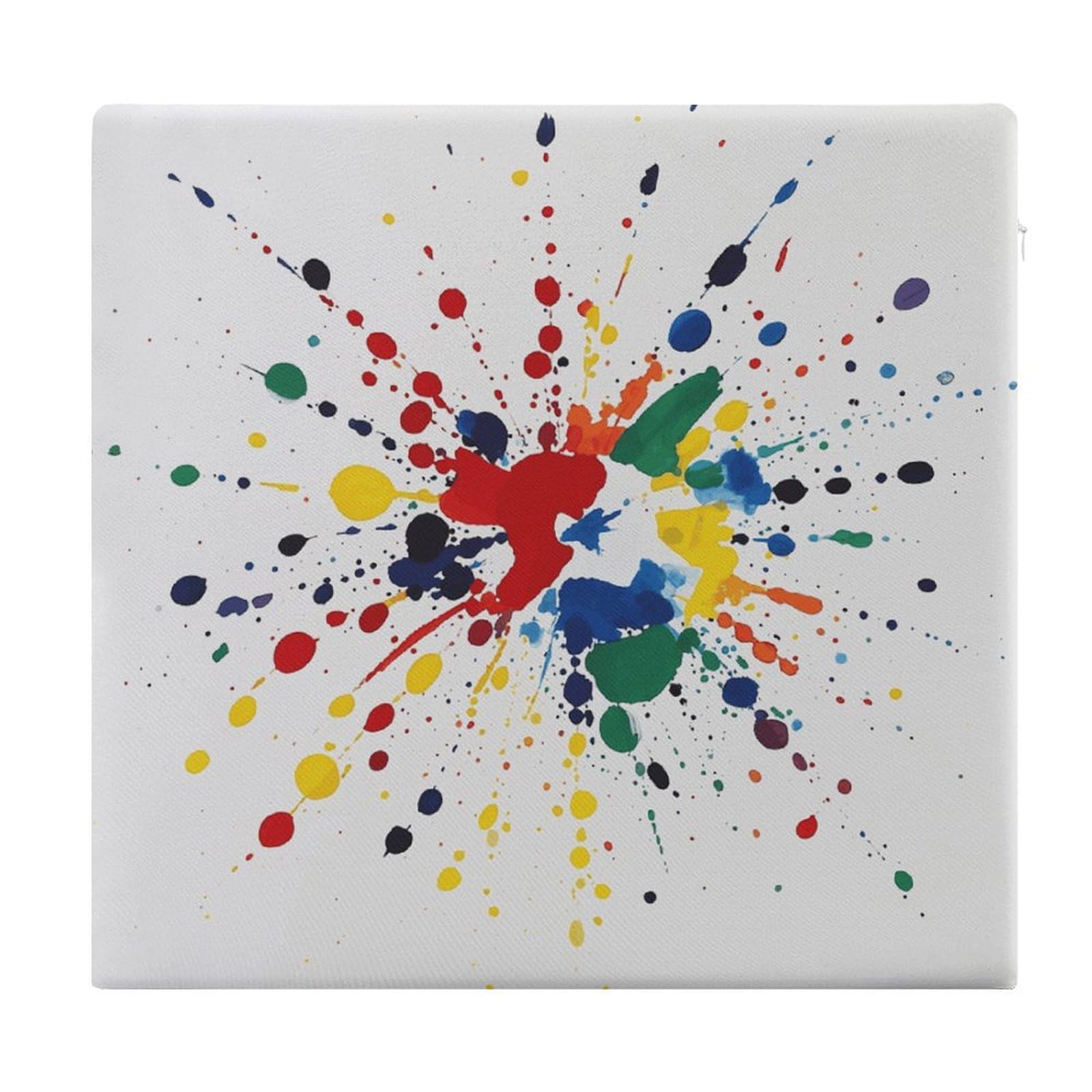 Coussin de sol de méditation carré en mousse à mémoire de forme imprimé taches de peinture