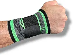 Munhequeira Alta Compressão Ajustável Indicada Para Estabilizar os Músculos e Articulações das Mãos e Punho Academia, Esporte, Na Cor Preta e Verde Premium Luxo - MBB Shop Mix