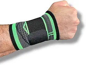 Munhequeira Alta Compressão Ajustável Indicada Para Estabilizar os Músculos e Articulações das Mãos e Punho Academia, Esporte, Na Cor Preta e Verde Premium Luxo - MBB Shop Mix