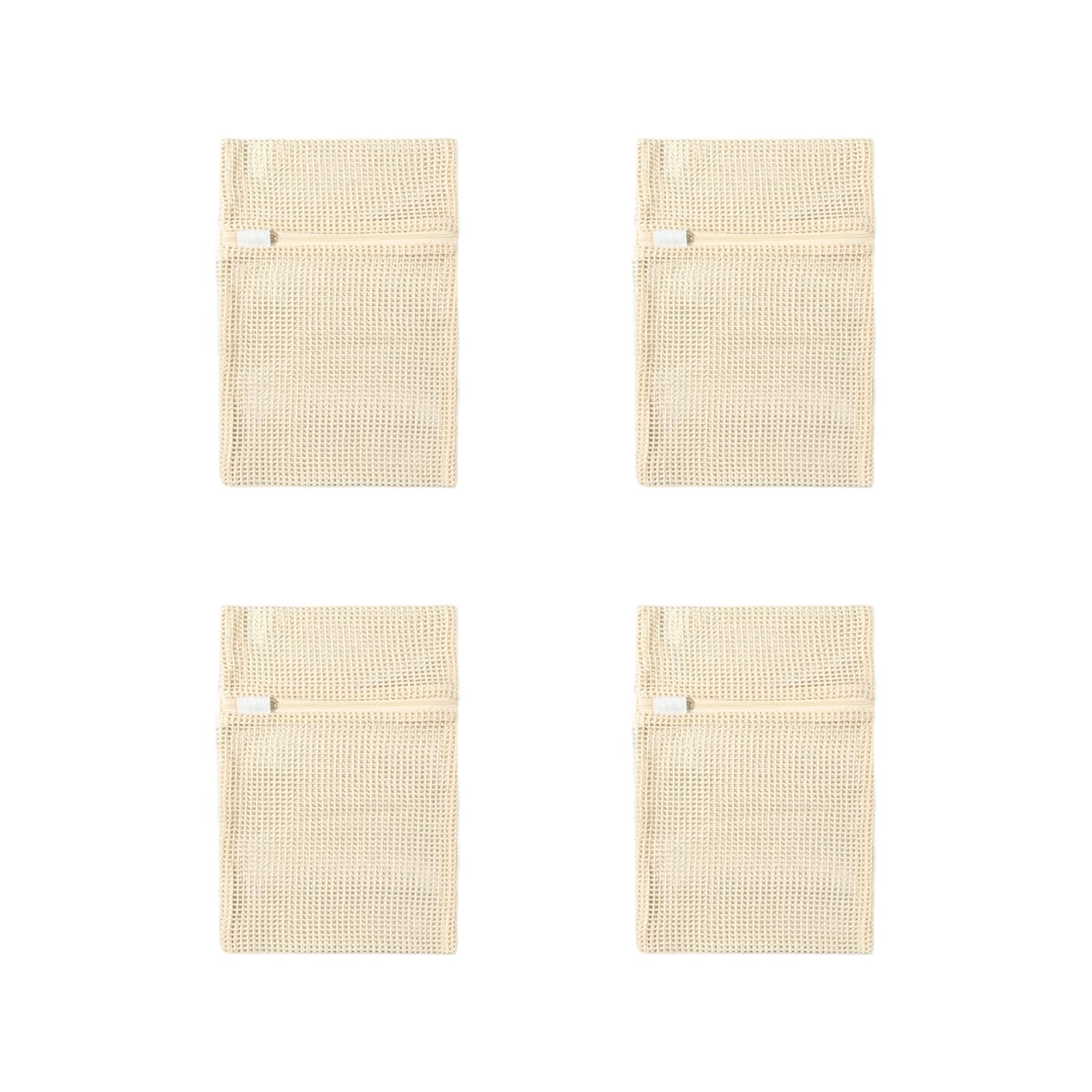 4PCS Thickened Cotton Laundry Bags with Reinforced Zippers, Breathable Mesh Garment Protectors for Delicates, Sweater, Machine Wash Zippered Laundry Bags for Delicates