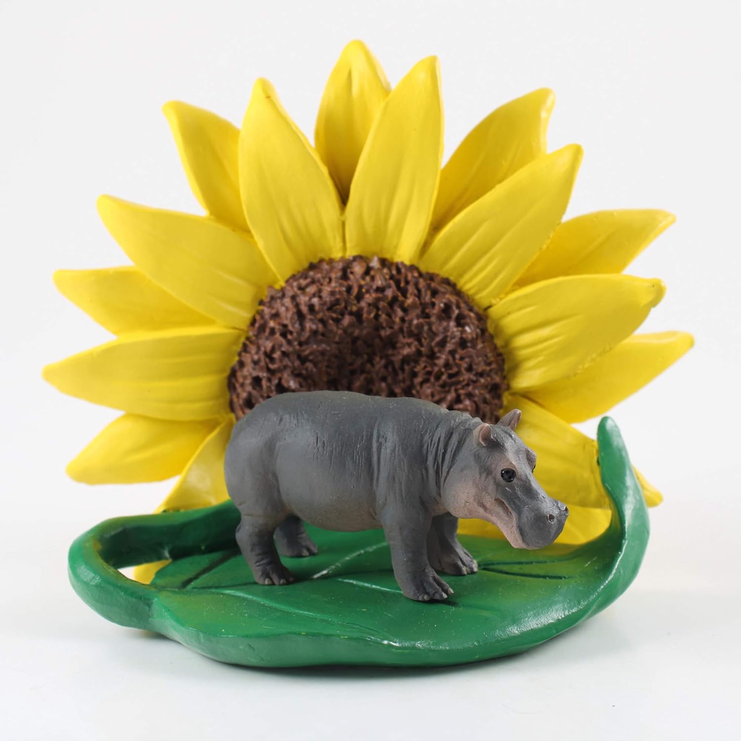 Conversation Concepts Hippo Figurine – Sunflower Statue Gift: Realistic Hand Painted Sculpture, Summer Nursery or Home Office Desk Decor, Spring Shower Present