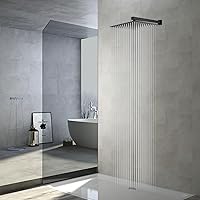 Vista 3 de GGStudy Cabezal de Ducha Cuadrado de Alta Presión de 12 Pulgadas, Cabezales de Ducha Grandes de Acero Inoxidable, Ducha de Baño de Lluvia Ultra Negro