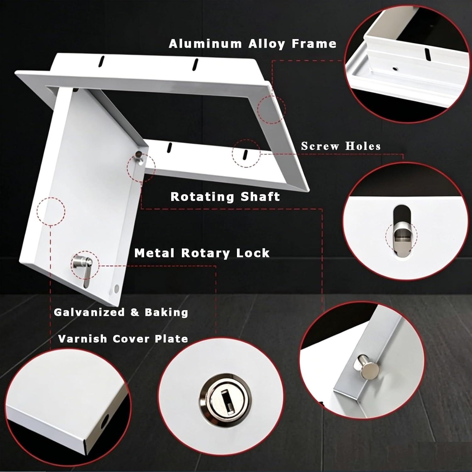 Aluminum Access Door with Rotary Lock, 25x25cm, 25x30cm, 25x35cm Lockable Access Panel for Commercial & Residential Utility Access.(50x50cm)