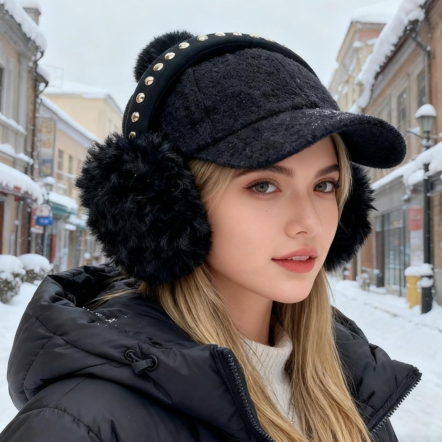 PURFUN Winter Ear Muffs Women Girls Foldable Plush Faux Fur Warm Earmuffs Ear Covers Outdoor Cold Weather Windproof Earwarmer