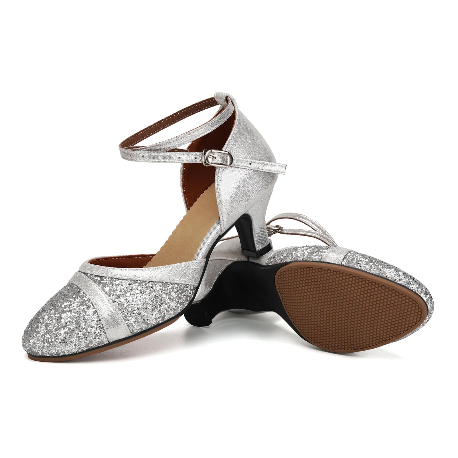 Damskie Buty do Tańca Towarzyskiego Zamknięty Nosek Salsa Tango Latin Niskim Obcasie Buty do Tańca