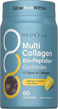 NeoCell Multi Collagen Bio-Peptides Gummies | 60 ct | Tropical Flavor | Type I, II, III, V, X | Advanced BioActive Formula
