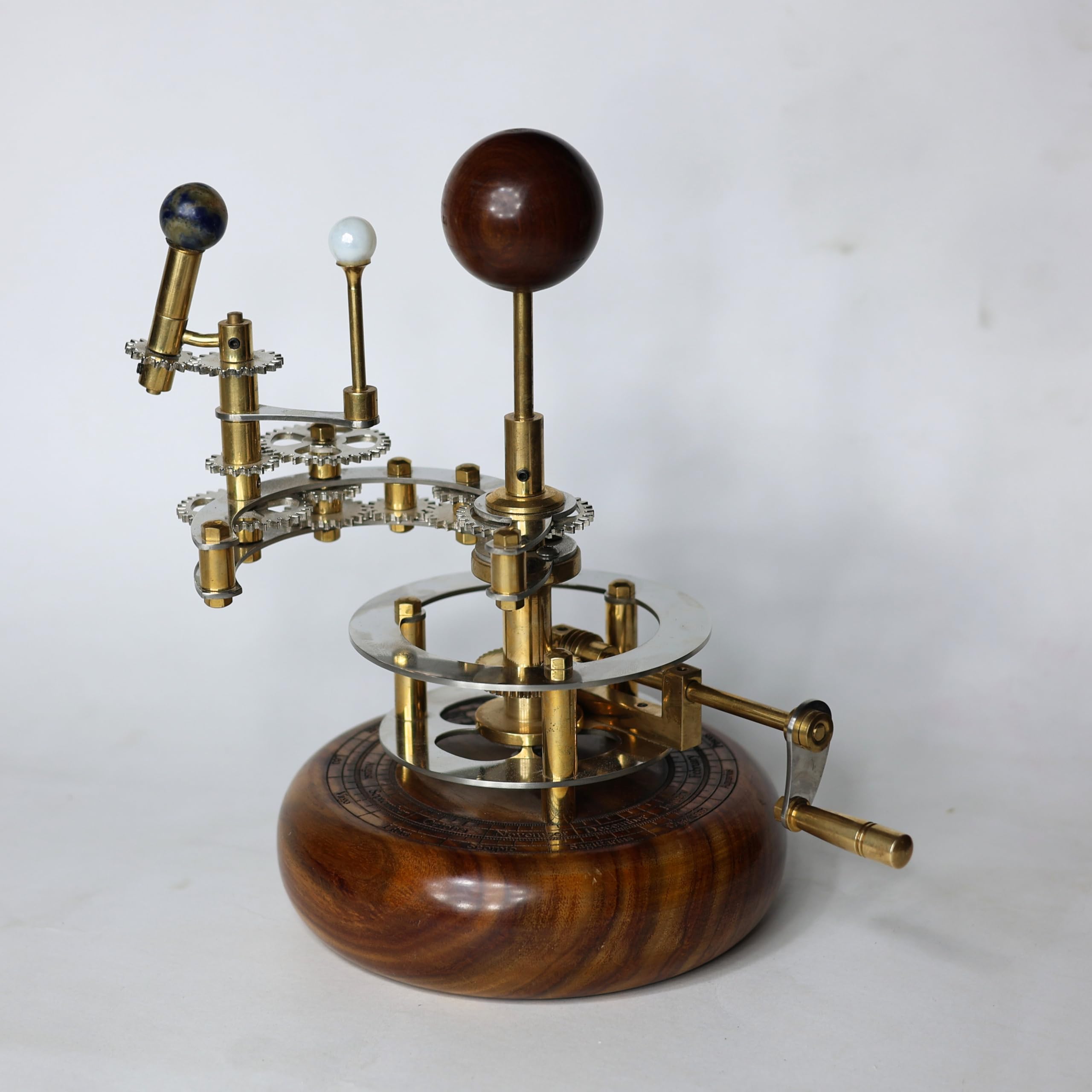 COSMOS MUSEUM Brass Orrery – Sun, Earth & Moon Model | Functional Mechanical Solar System | Luxury Antique Decor for Home, Office & Library | Astronomy Gift for Space Enthusiasts (Nickel Brass Model)