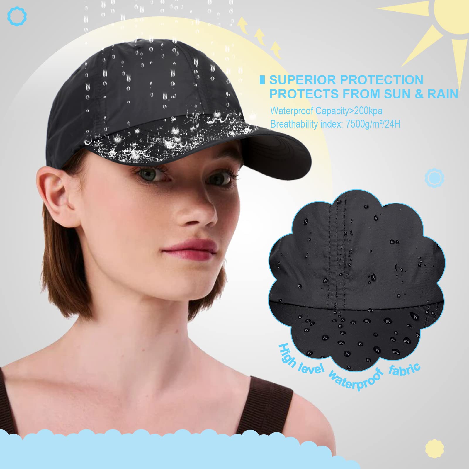 Waterproof Baseball Cap Wig 14in Synthetic Hairpiece Adjustable Quick Dry Hat Amazon.com : Qlenkay Baseball Cap with Hair Extensions  main image 2