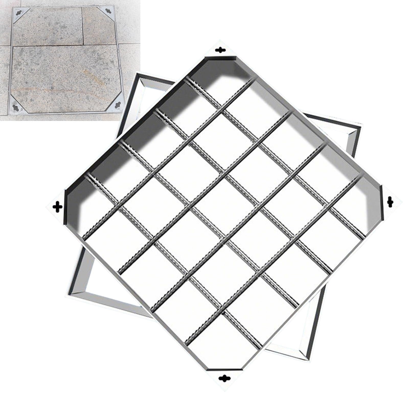 Couverture de puits invisible 40x40 cm, trappe d'accès sécurisé pour extérieur