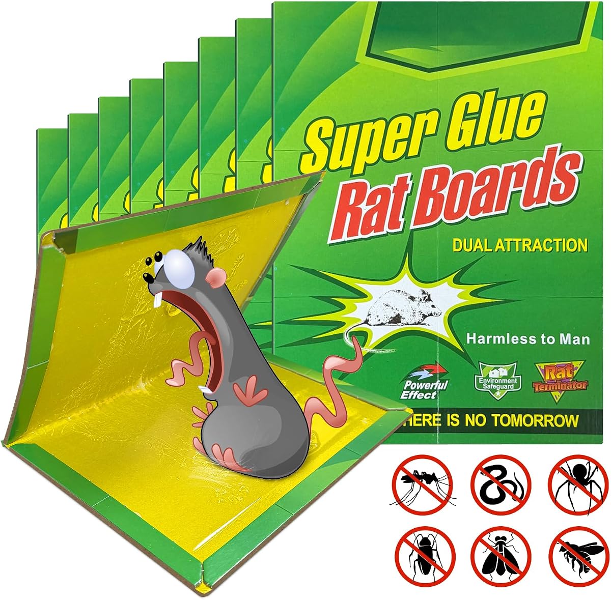 8 Pack Large Sticky Mouse Traps 12.6 x 8.5‘’ (unfolded), Super Strong Adhesive Glue Boards for Mice & Rats, Effective Rodent Glue Traps for Indoor & Outdoor Kitchen,Garages, Basements, Household Areas