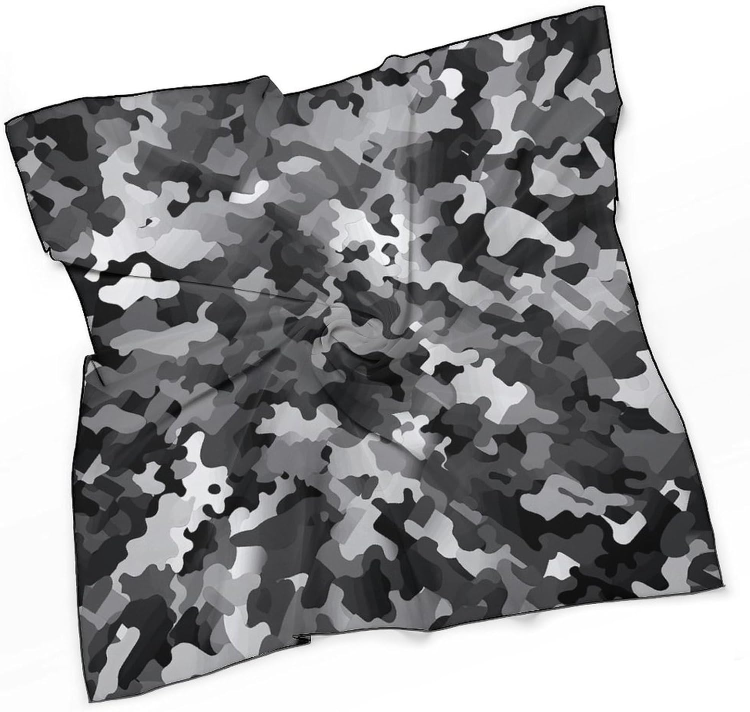 Black White Gray Camouflage Hair Scarf for Women, Lightweight Square Head Shawls for Men, Fashion Neckerchief for Travel, Hair Bandanas, Silk Satin Neck Scarf for Sleeping, 27 Inches