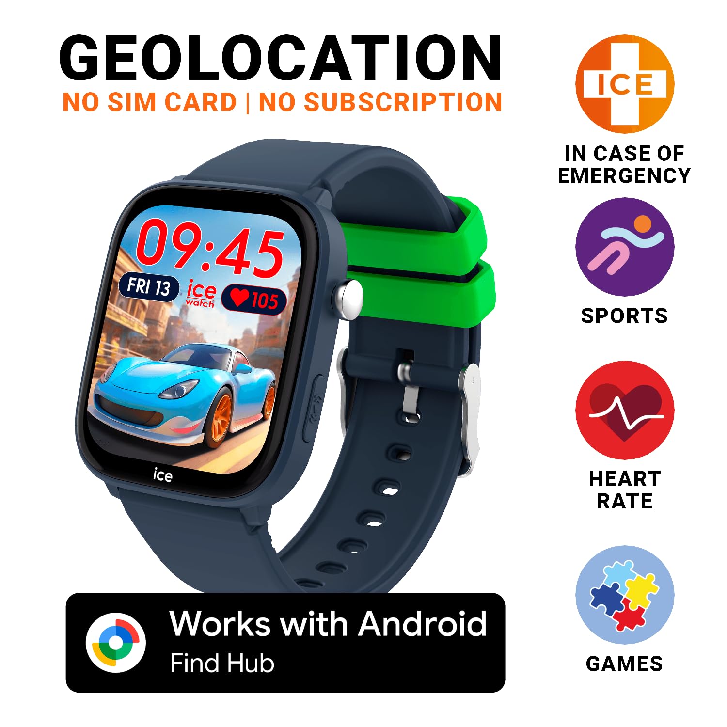 ICE-WATCH - Ice Smart Junior FH Blue - Reloj Conectado geolocalizable Azul para Niño con Correa de Silicona - 025680 (36mm Pulgadas) - Localización geográfica a través de la aplicación Find HUB