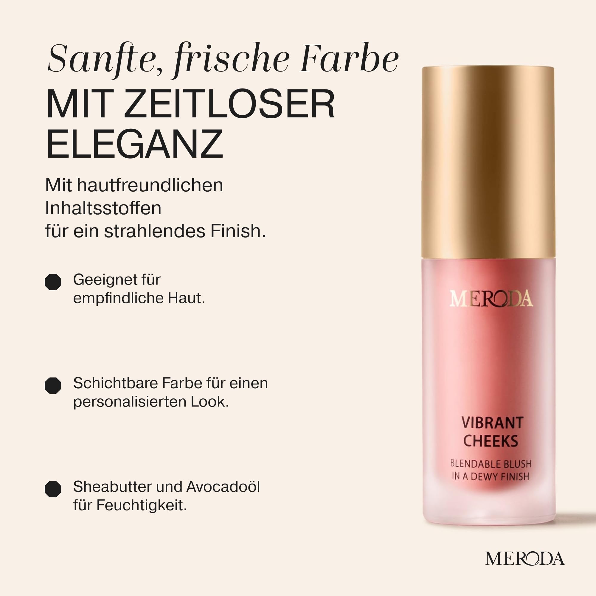 MERODA® Vibrant Cheeks Liquid Blush [ZARTES & GLOWY FINISH] - Rouge Hochpigmentiert & Flüssig - Langanhaltendes Blushliquid in verschiedenen Tönen - Make Up Flüssigrouge Feuchtigkeitsspendend