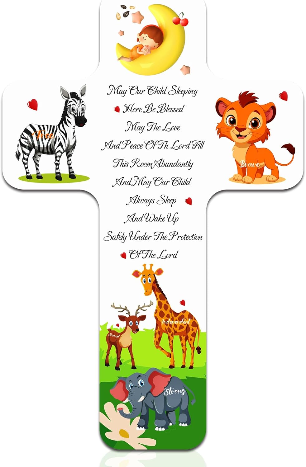 VUZDVJO Baby Wall Cross Cute Animals Crosses Kids Room