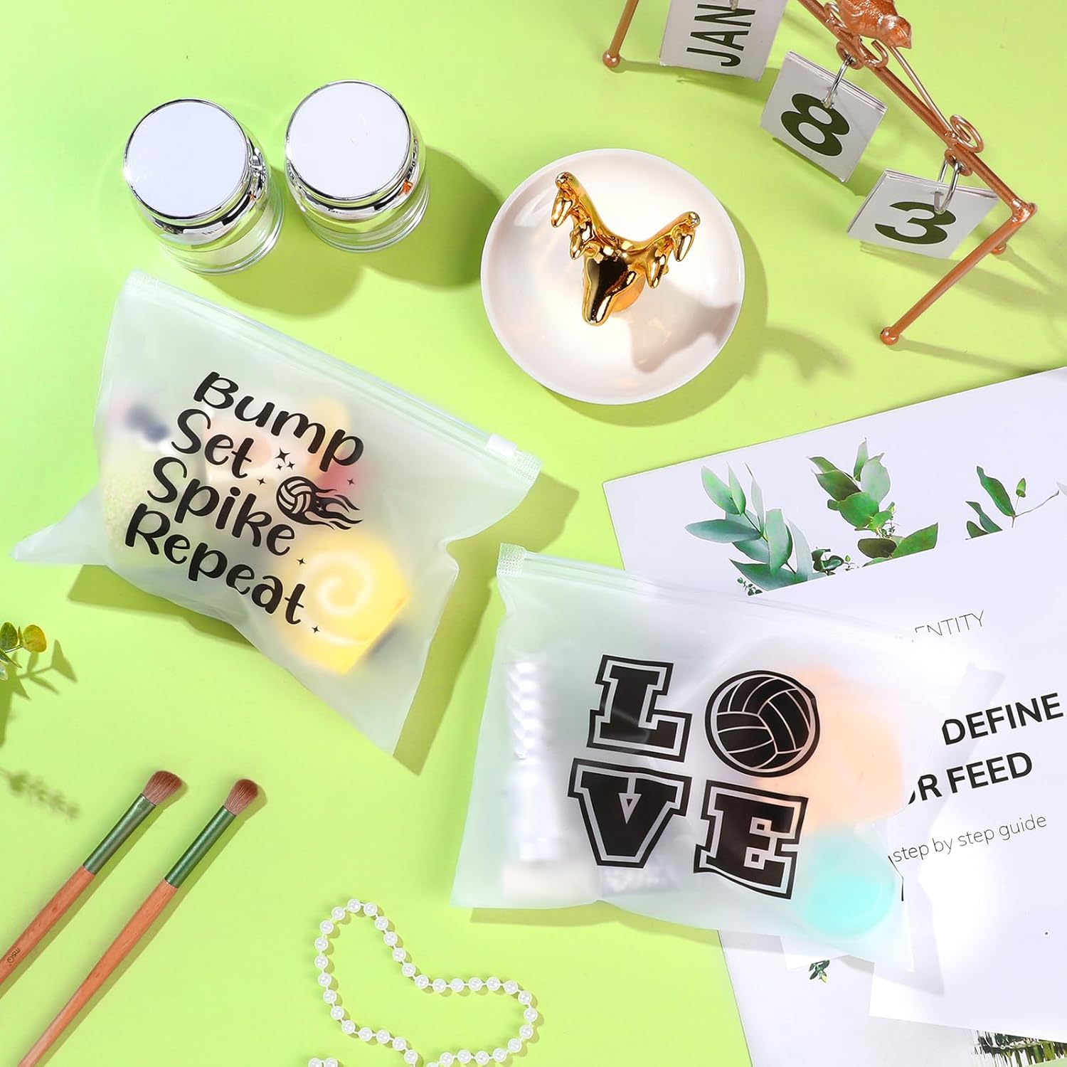 Matte Volleyball Pouch 100 Pack - Waterproof Zippered Pouch with Sport Patterns, Volleyball Gifts for Team Party Favors, Women Athletes, Coaches and Players - Image 8