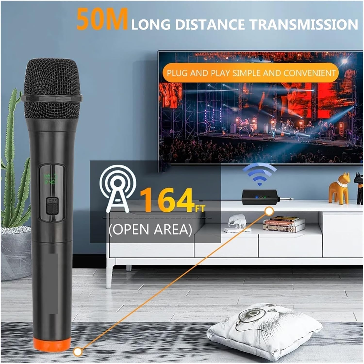 ワイヤレスマイクシステム ワイヤレスマイク UHF コードレス ダイナミックマイク ハンドヘルドマイクシステム パーティー、教会、D