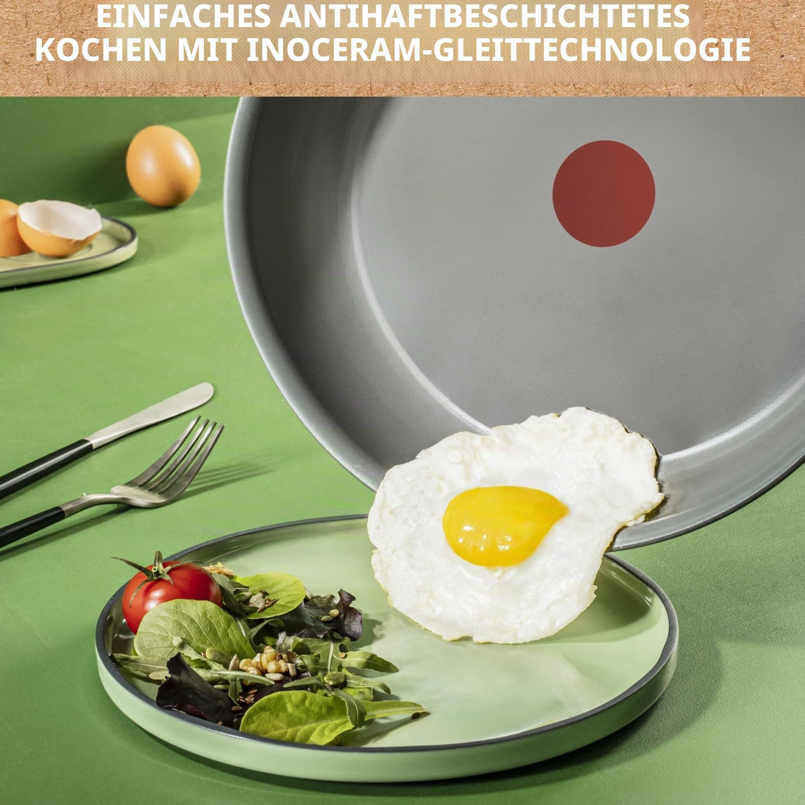 Tefal Ingenio Renew 5-teiliges Pfannenset 22/28 cm, Töpfe 16/20 cm, Abnehmbarer Griff, Induktion, Keramikbeschichtung, Thermo-Signalfunktion, recycelt, L2619002