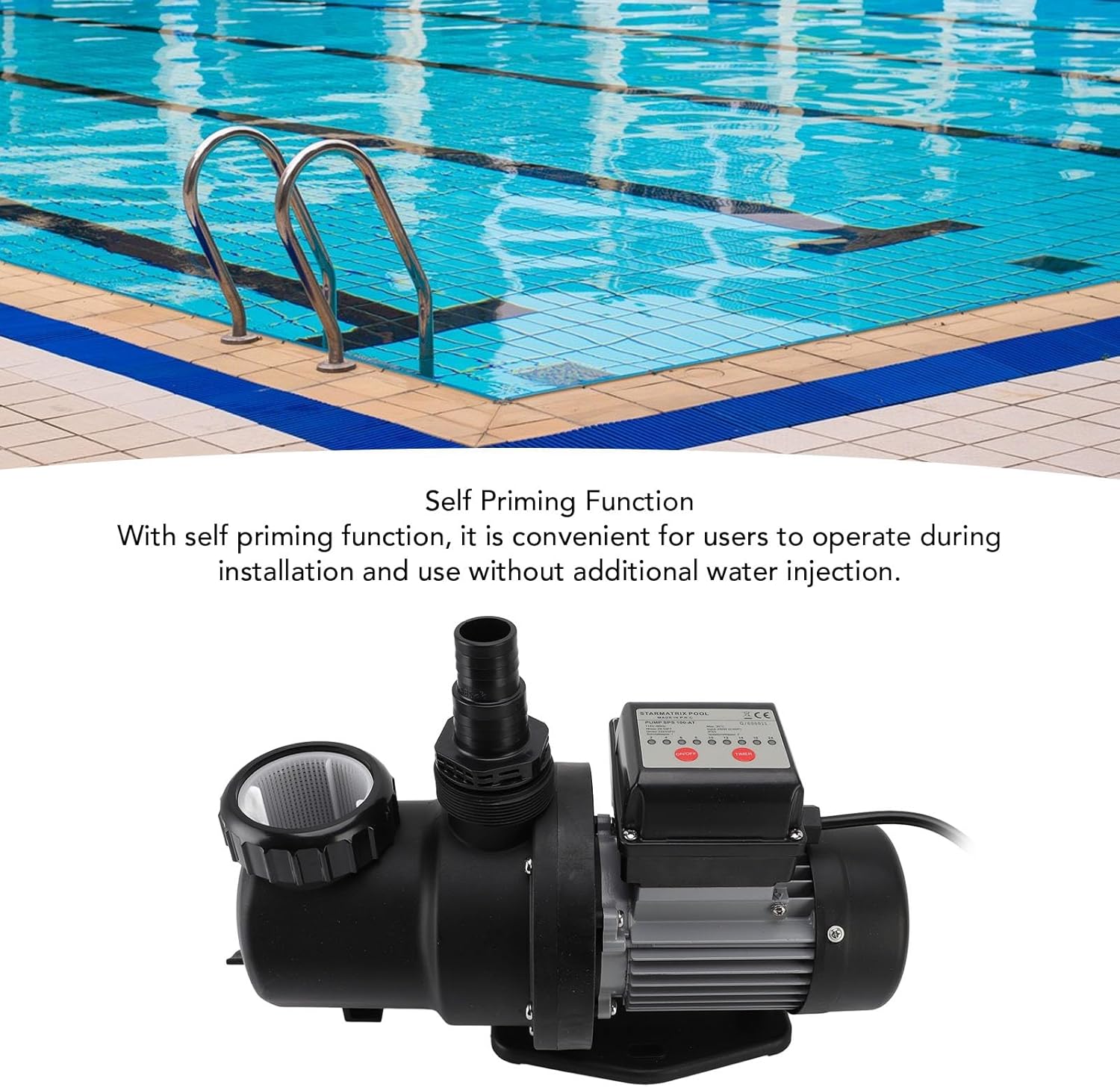 Pool Pump Motor, 3/5 Horsepower 2245GPH Above Ground Inground Swimming Pool Circulation Pump Motor Replacement, Single Speed 40mm Outlet Inlet Diameter