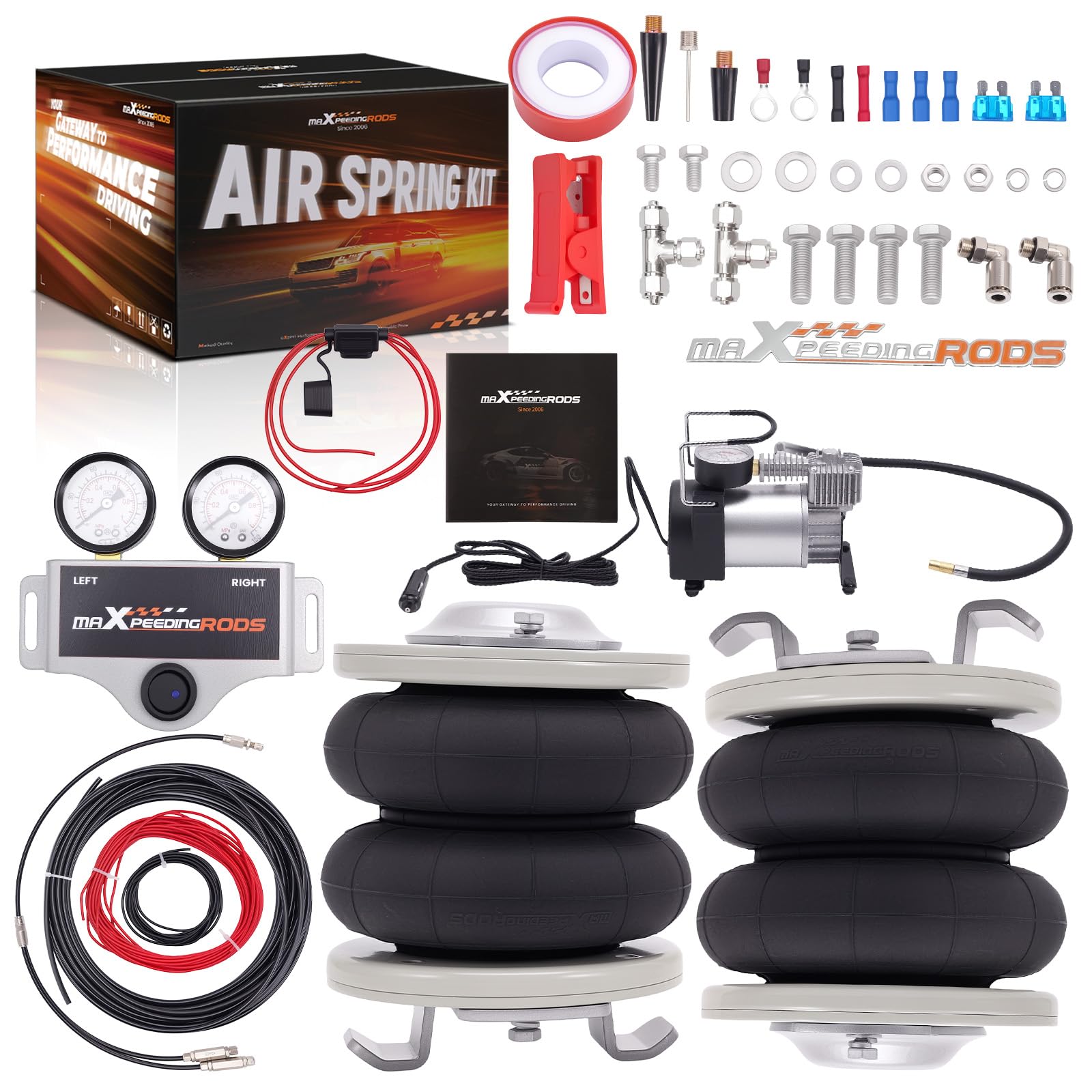 maXpeedingrods Kit de 2 Suspensions Pneumatiques + Compresseur 12V pour Fiat Ducato, pour Citroën Relay, pour Peugeot Boxer