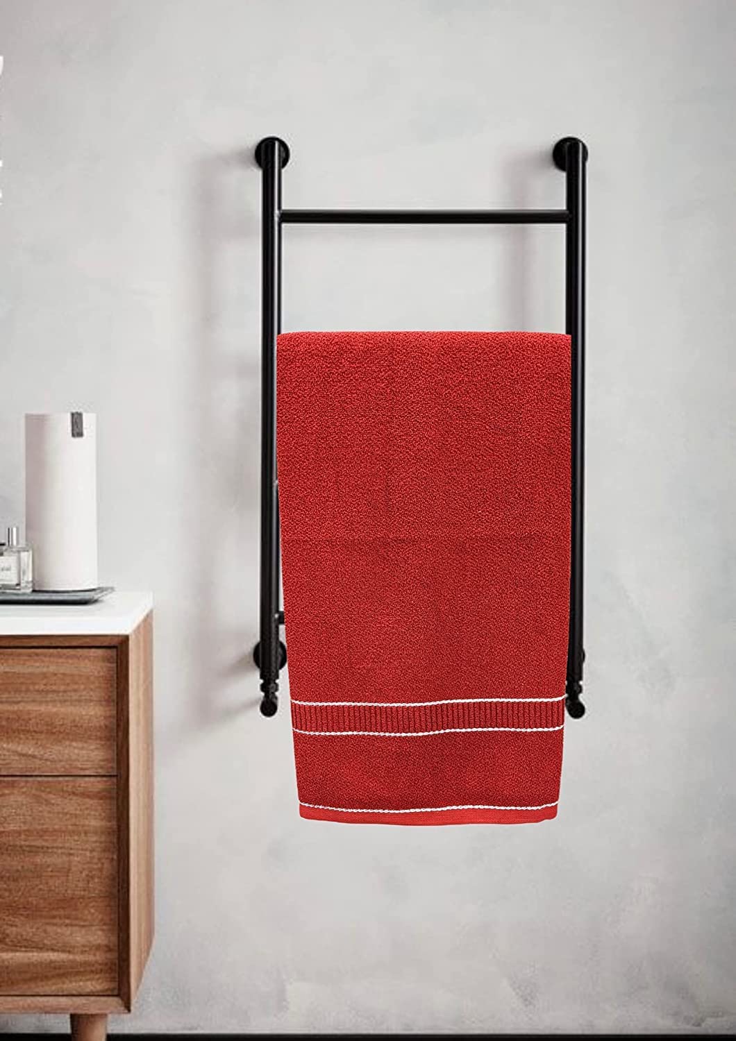 PRINZIP 500 GSM Zero Twist 100% Cotton Absorbent and Quick Dry Bath Towel - Set of 2 (Red-Brown) offers donot miss