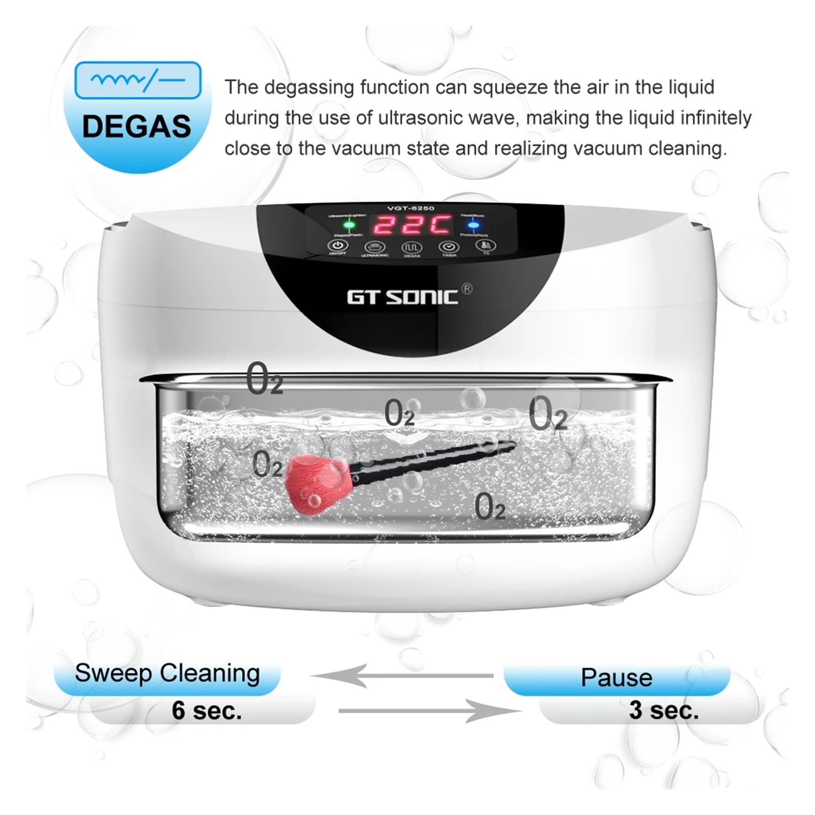 Macchina Pulitrice A Ultrasuoni Bagno di Pulizia Ad Ultrasuoni Digitale 2500ML for La Cucina di Casa, Lavare Frutta, Bicchieri, Protesi, Stoviglie, Gioielli, Orologi