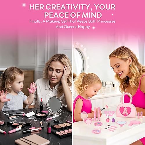 Miniatura 5 de Kit de maquillaje lavable para niños y niñas pequeñas, juego de maquillaje real no tóxico de 18 piezas con lápiz labial, regalos de cumpleaños,