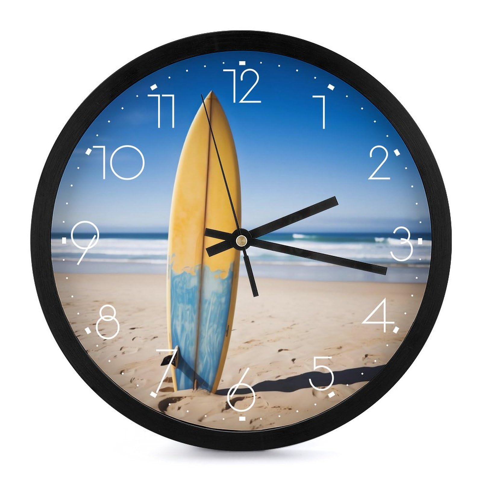 Grande horloge murale planche de surf silencieuse pour décoration salon