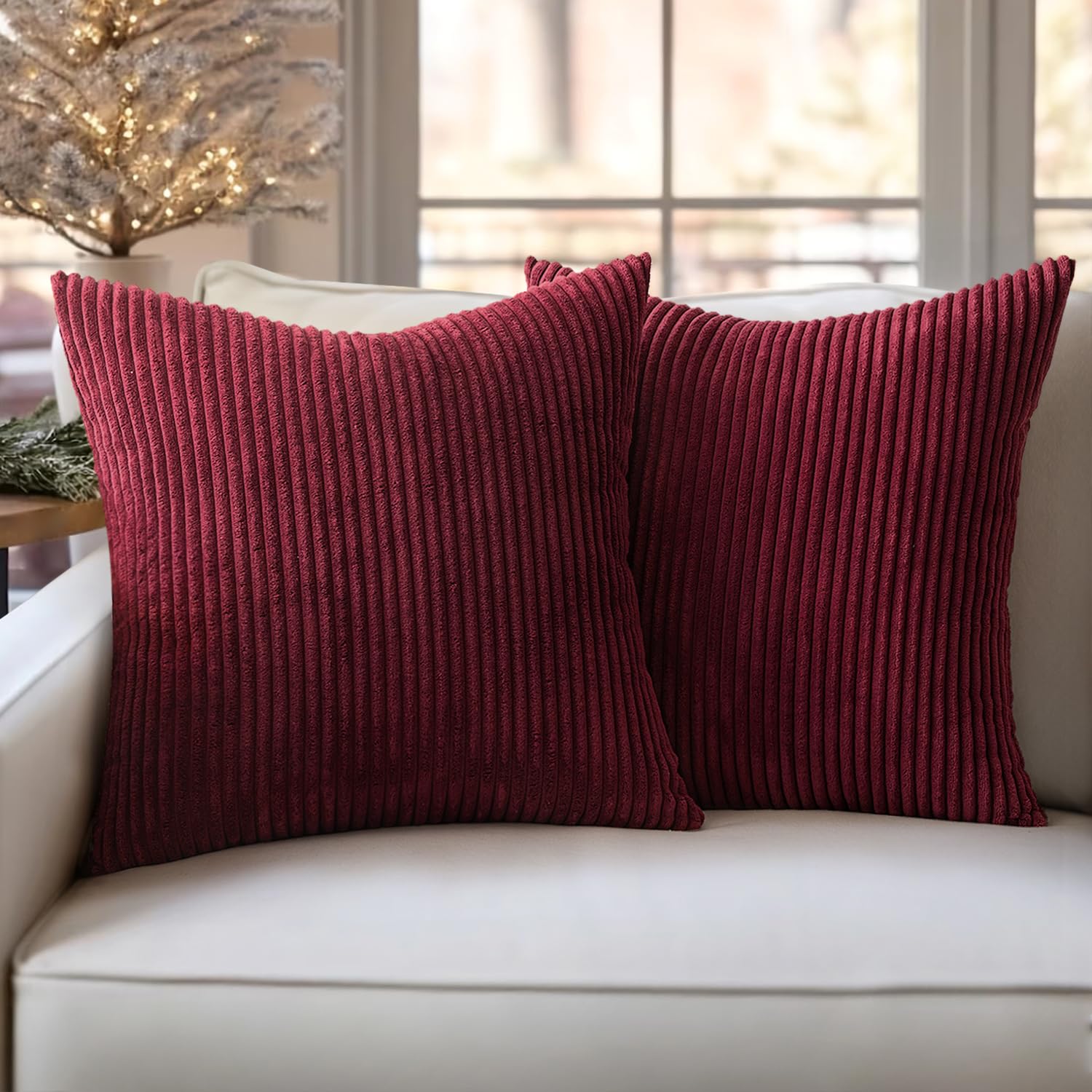 Slozzi 2er Set Kordsamt Kissenbezug Kissenbezüge Kissenhülle Sofakissen Dekokissenbezug Couchkissen Weich für Sofa Schlafzimmer Wohnzimmer Balkon