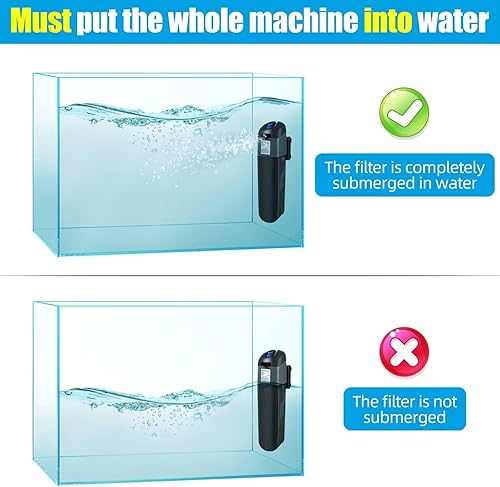 Miniatura 7 de AQUANEAT Filtro de acuario 5W Bombilla UV Green Water Killer Filtro de bomba sumergible 132 GPH para tanque de peces de 75 galones