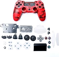 HUAYUWA Plastic Game Controller Housing Cover with Buttons Replacement Set Fit for Playstation 4 Slim 4.0 JDM-040 (V1 Version), Camouflage Red
