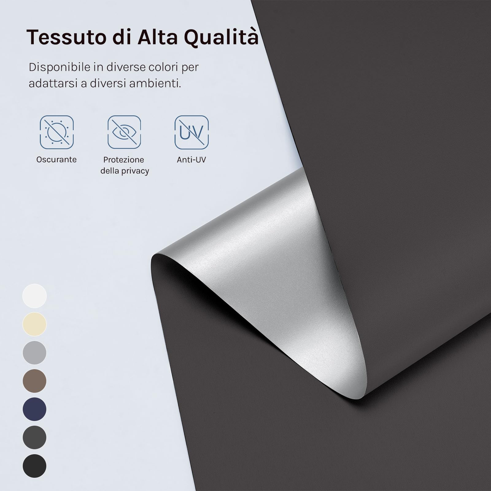 WOLTU Tenda a Rullo Interni Oscurante Klemmfix senza Fori, 40x160 cm, Carbone Nero