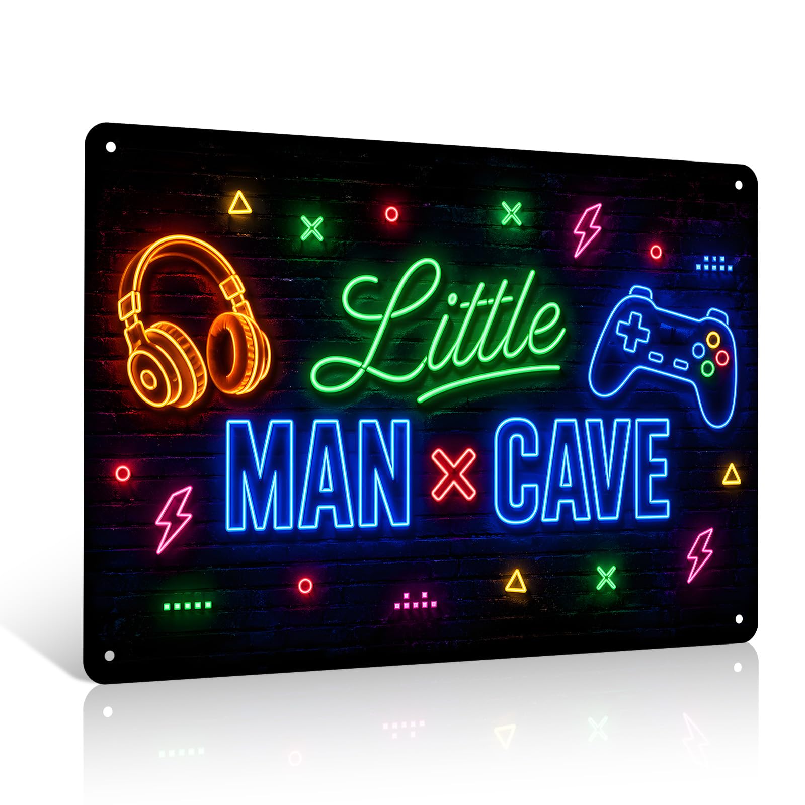 Ulord Little Man Cave Metal Sign 8x12" Gaming Wall Art Decor