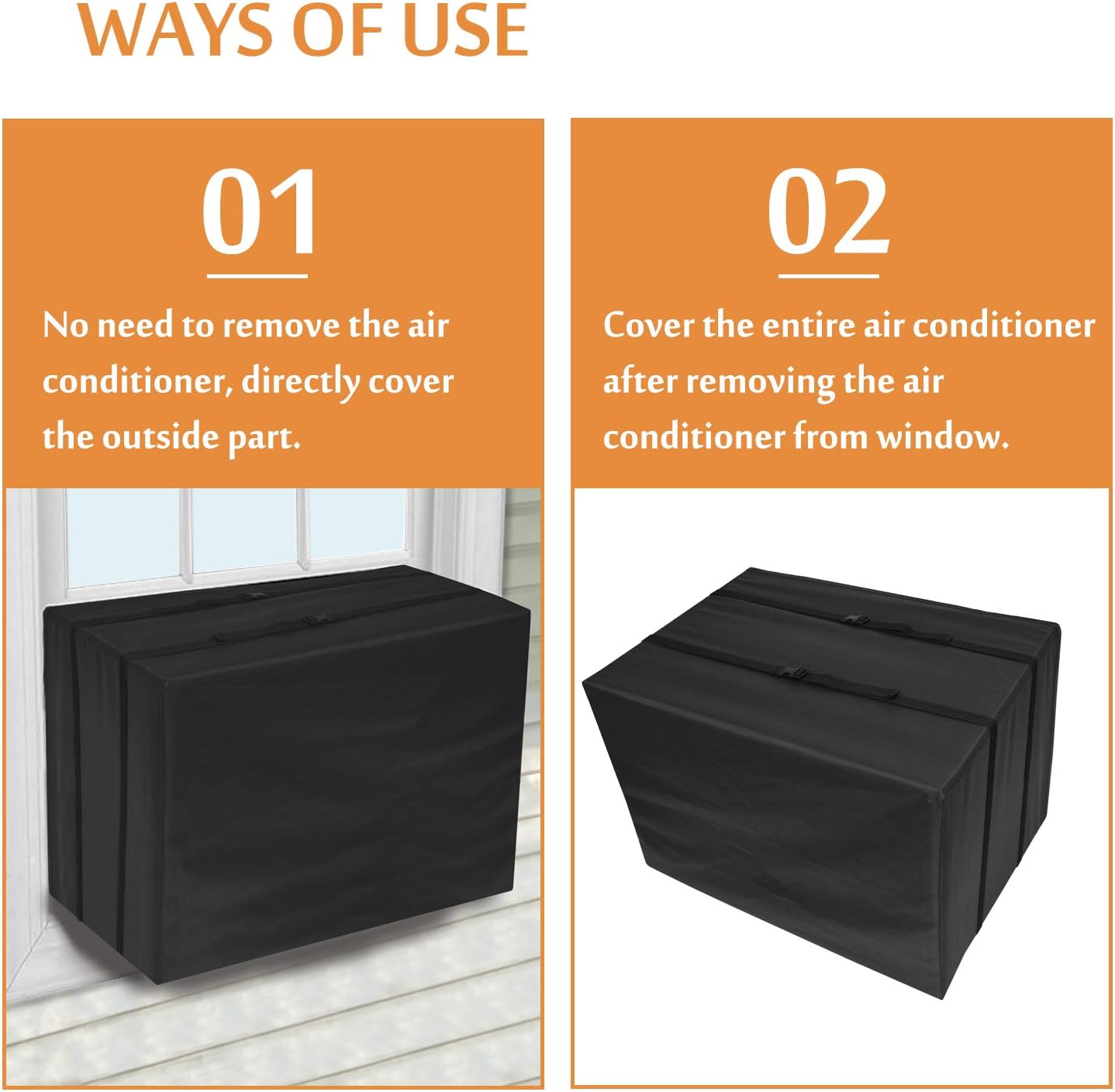 Foozet Window Air Conditioner Cover for Outside Unit, 21" W x 16" D x 15" H inches, Small, 420D