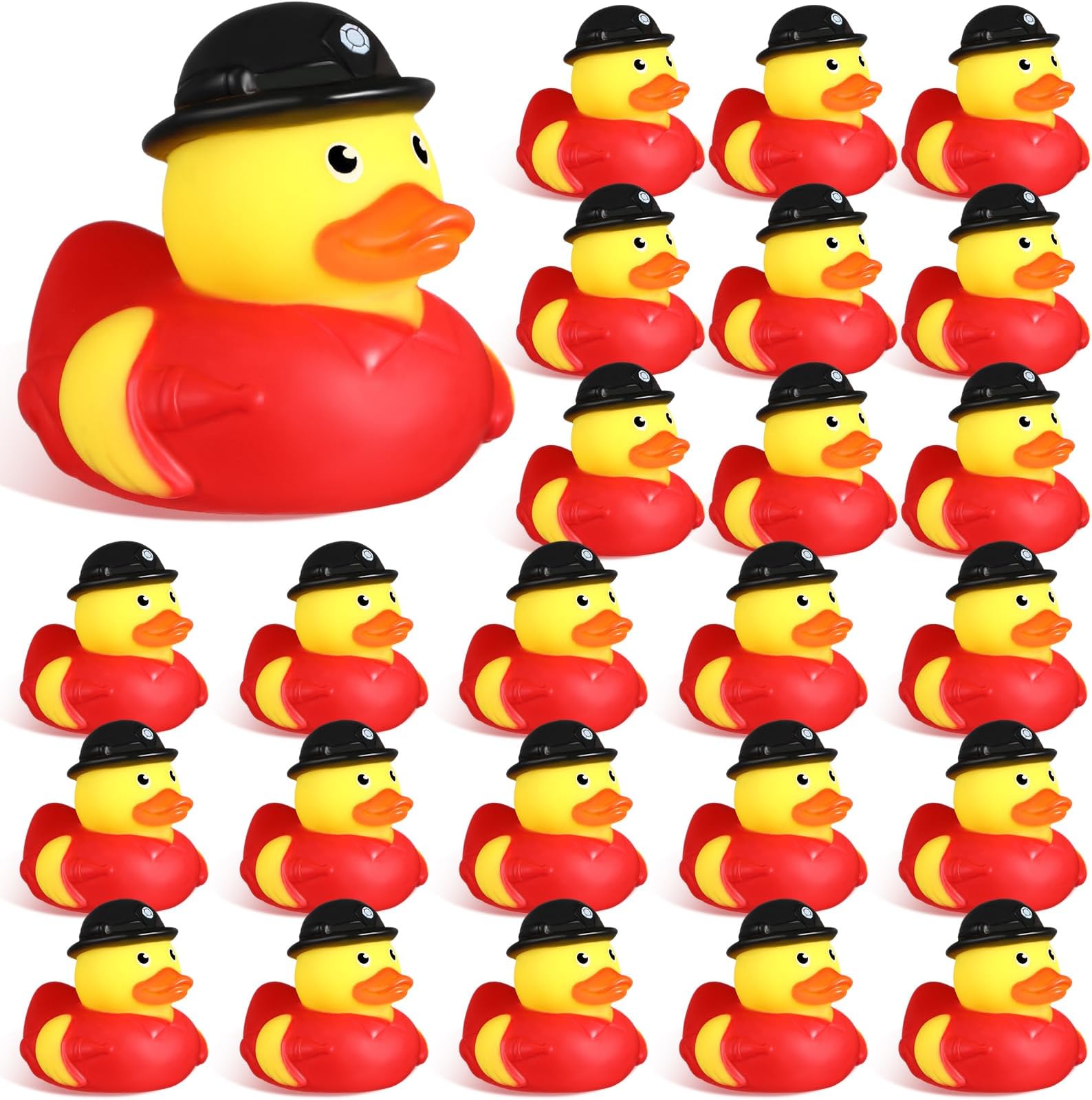 Sotiff 24 Pcs Rubber Ducks 2 Inch Cool Rubber Ducky Bath for Party Favors Birthday Party Gifts Beach Summer Bath Tub Pool (Firefighter Ducks)