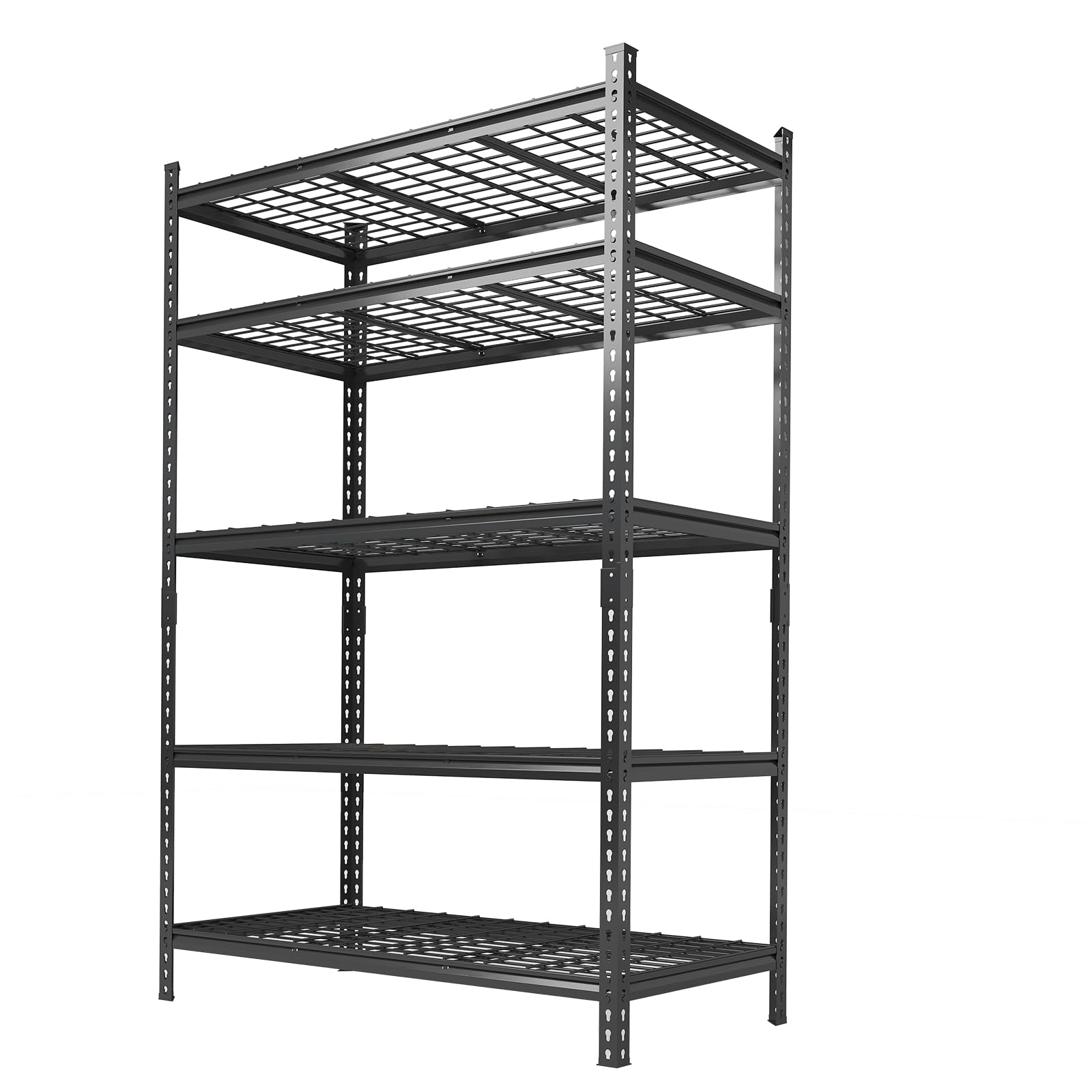 GarveeHome Scaffale Metallico Heavy Duty Per Garage, 5 Ripiani Regolabili, Portata 2000-2200 Lb, Acciaio Nero Antiruggine Con Piedini in Gomma Dispensa/Cucina/Magazzino/Cantina