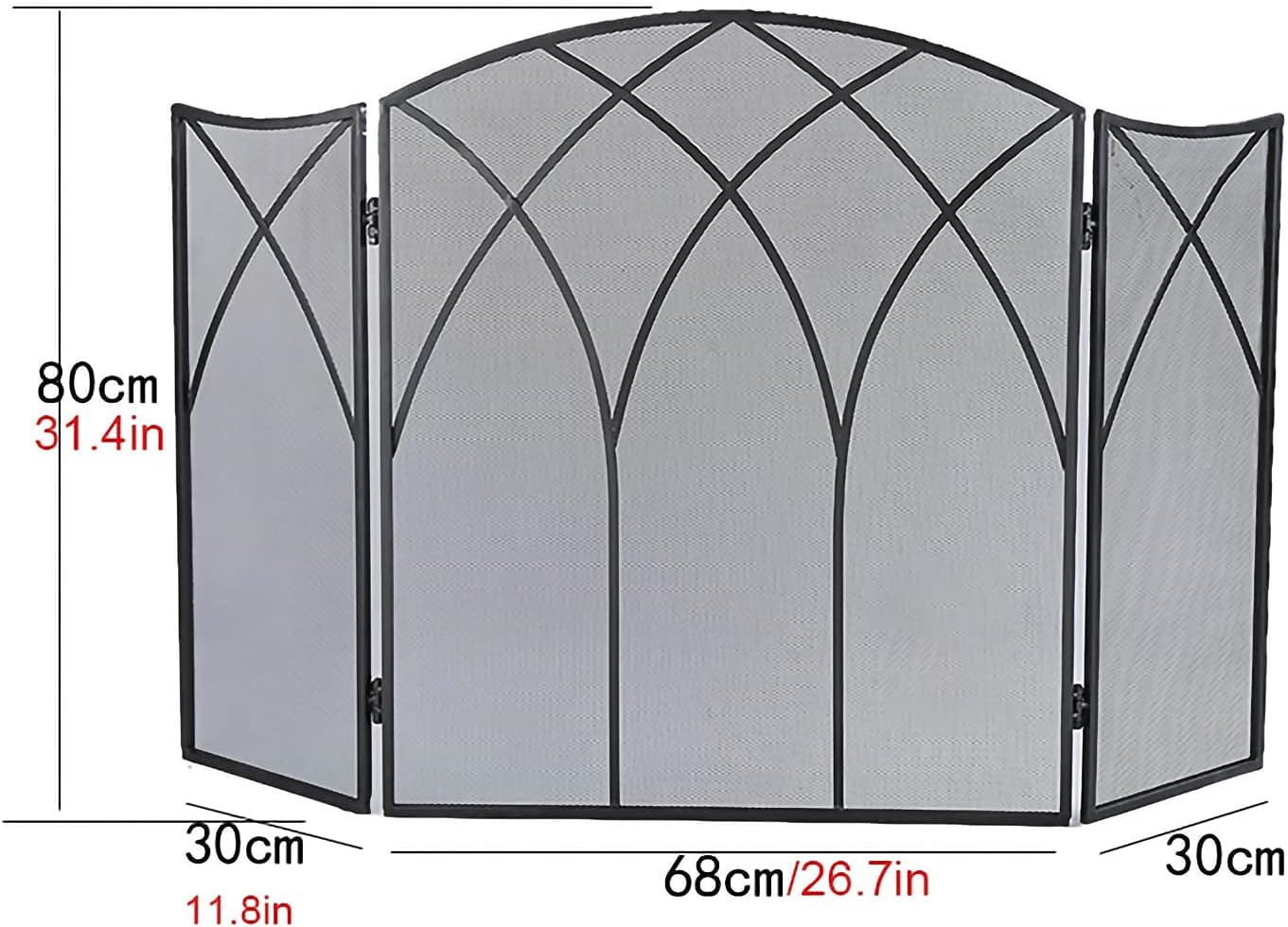 Fireplace Screen Guard, Fire Guard 3-Panel Folding 50x31in Solid Wrought Iron See-Through Metal Fireplace Screen,Guard Safety Protector for Child and