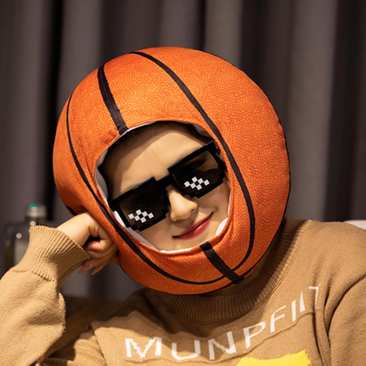 Basketball Plush Warm Hat,Halloween,Christmas,Carnival,Birthday Party Dressing Headwear, Adult Role-Playing Performance Hats(Without glasses)