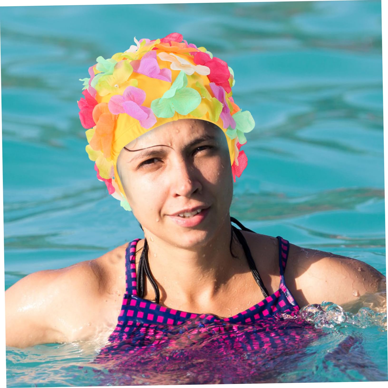 SUPVOX Gorro de natación Gorro de baño Gorro de Piscina Sol Divertido Floral Nadar Sombreros Mujeres Sombreros de natación Resistentes al Desgaste Gorros de Natacion Profesional Nylon