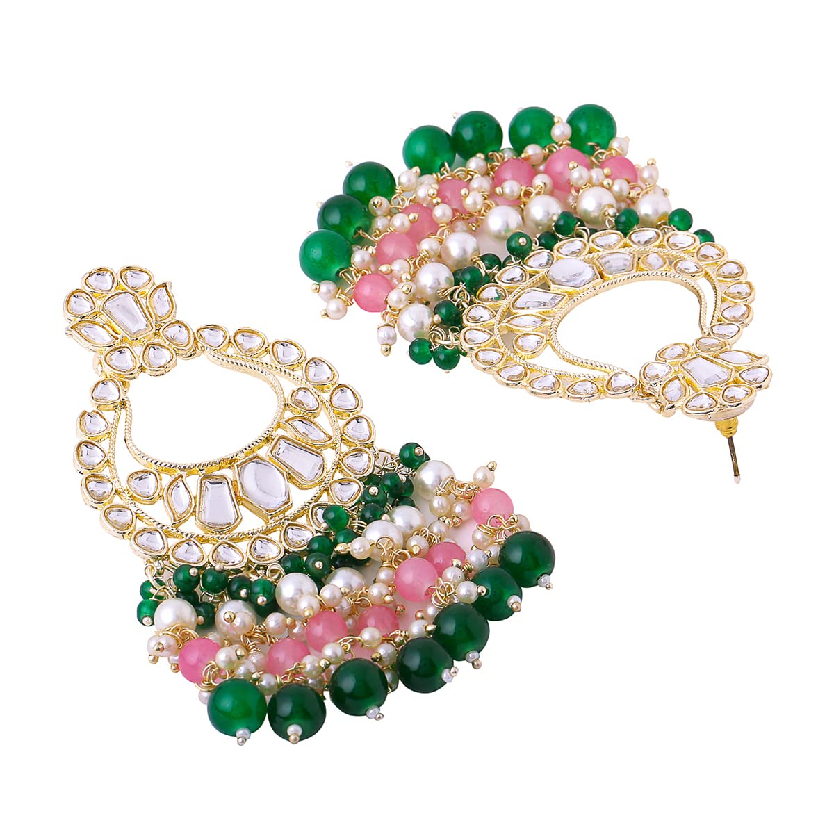 Traditional Kundan Chandbali Plated Beads Drop Earrings