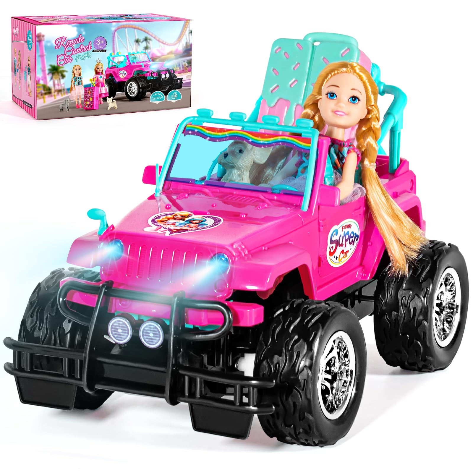 Photo 1 of ****MISSING PIECES****ULOVEME RC Cars - Remote Control Car with 5.5" Doll for Girls, 2.4GHz Je ep RC Cars - Simple Control Toy Cars for Kids (Pink)
