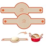 Silicone Bread Sling for Dutch Oven, 2 PCS Non-Stick & Easy Clean Reusable Silicone Bread Baking Mat with Long Handles, Easy to Transfer Sourdough Bread (2Pack Round, Orange)